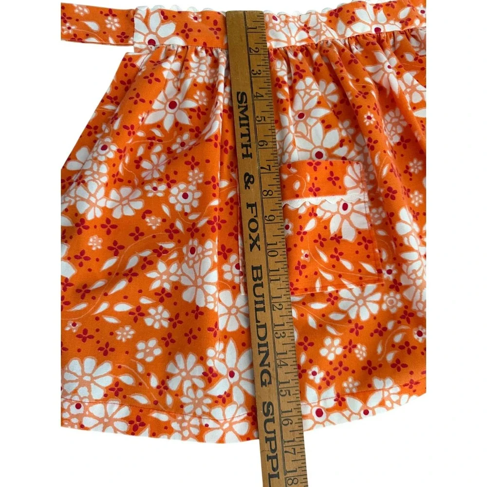 Retro Half Apron‎ MCM Kitchen Orange Floral 17